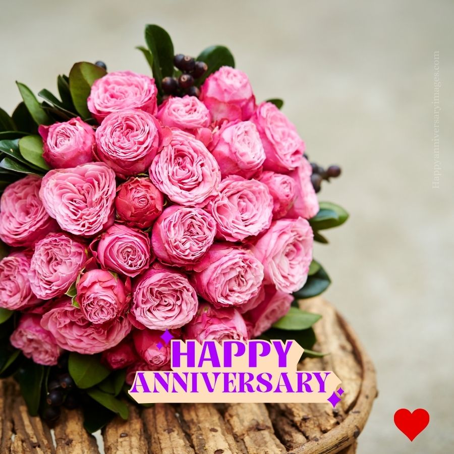 Happy Anniversary with pink rose