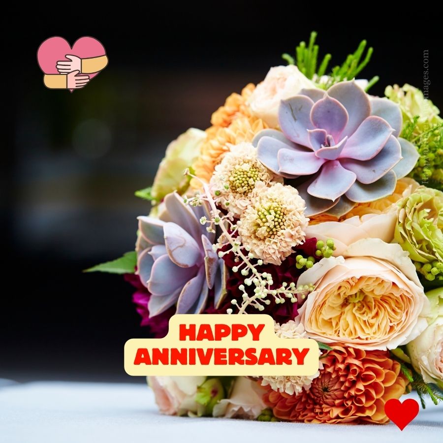 Anniversary Images with flower bouquet