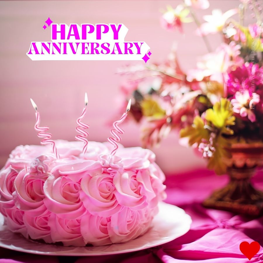 cute anniversary image with pink cake